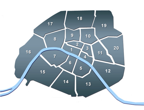 Carte de Paris et zones concernées par les risques de crue